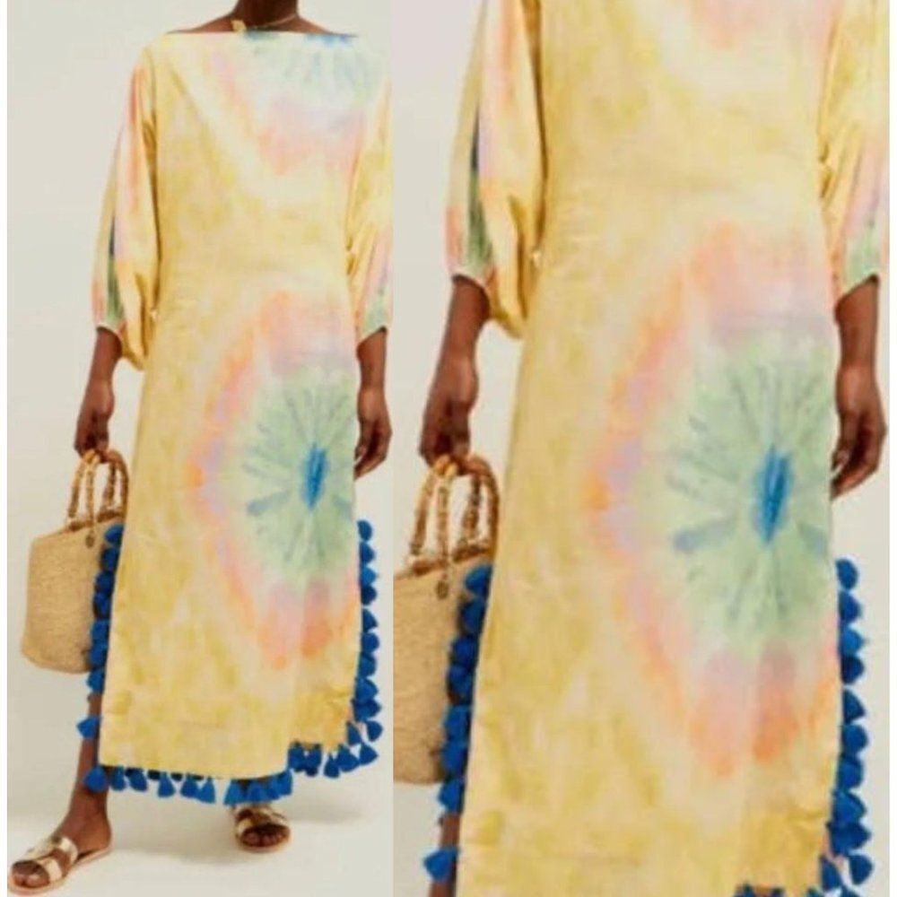 RHODE Tie-Dye Midi Dress in Yellow and Blue